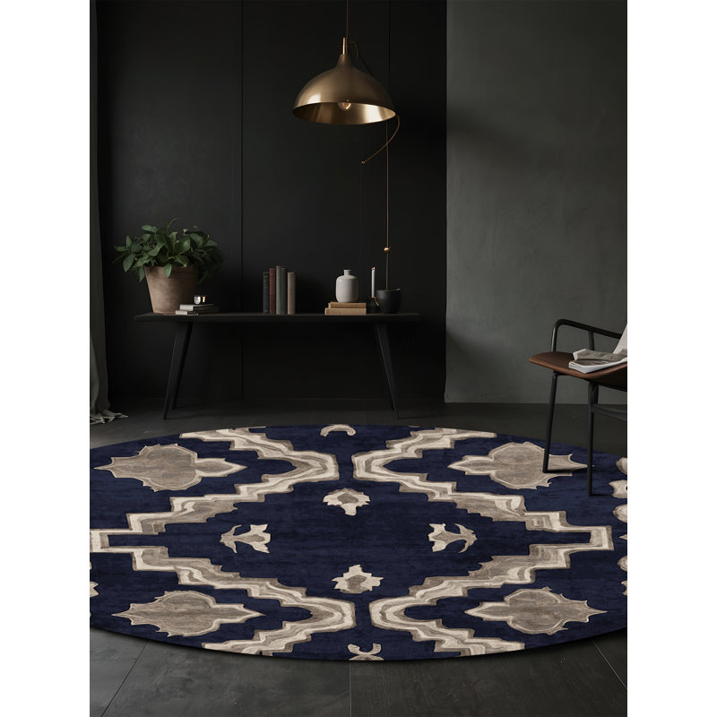 Machine Washable Gray Area Rug, Round 7'