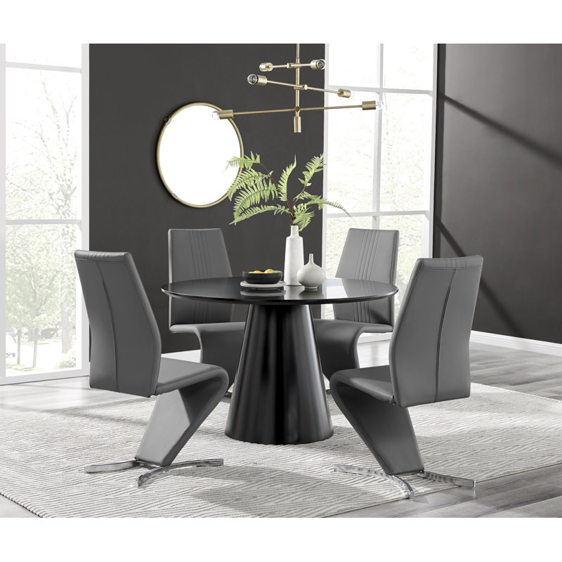 Eubanks 4 - Person Dining Set, Black, Grey