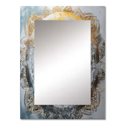 White And Gold Mandala VII - Boho Mandala Large Mirror, Traditional Decorative Wall Mirror, Printed Metal Art