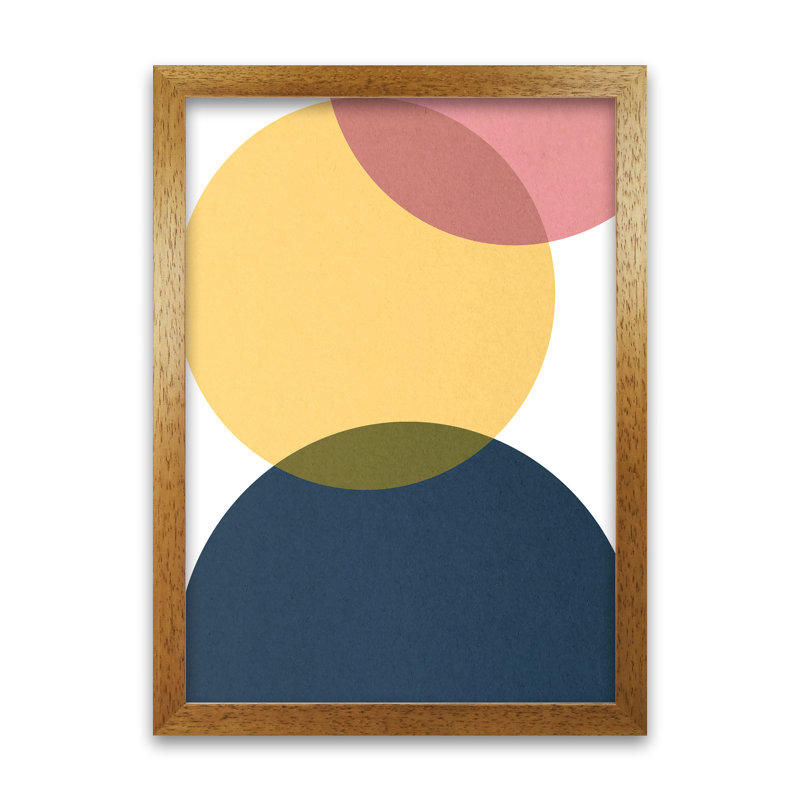 Blue Yellow Pink Pebbles Original - Print, Oak Frame, 84cm H x 59cm W x 3cm D