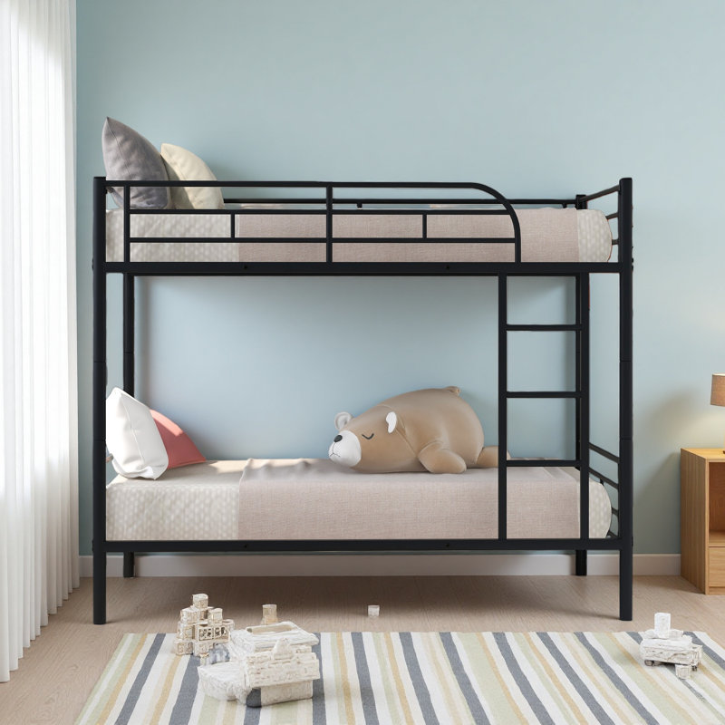 Twin Over Twin Metal Bunk Bed, Black