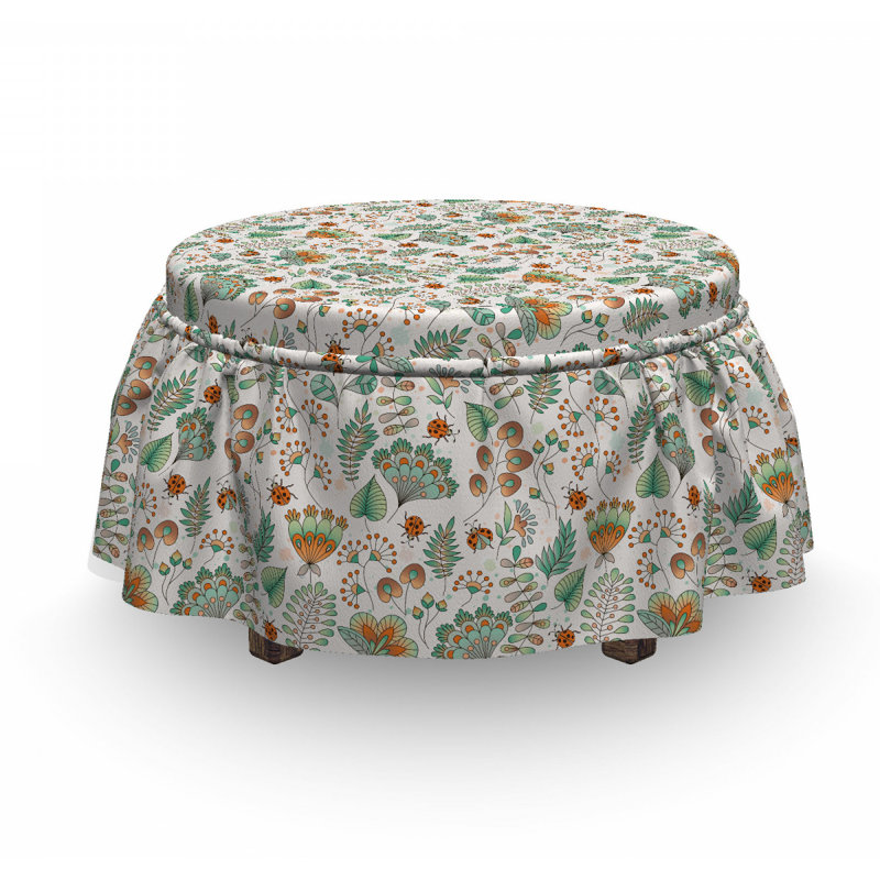 Housse pour repose-pieds feuilles botanique doodle