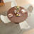 Dining Table Set for 4, Mid Century Modern 47 Inch Wooden Round Dining Table Set, Space Saving (Table + 4 White Chairs)-1741841148