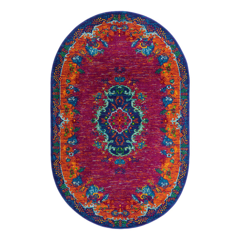 Floral Indoor Rug, Oval 5'3" x 8'