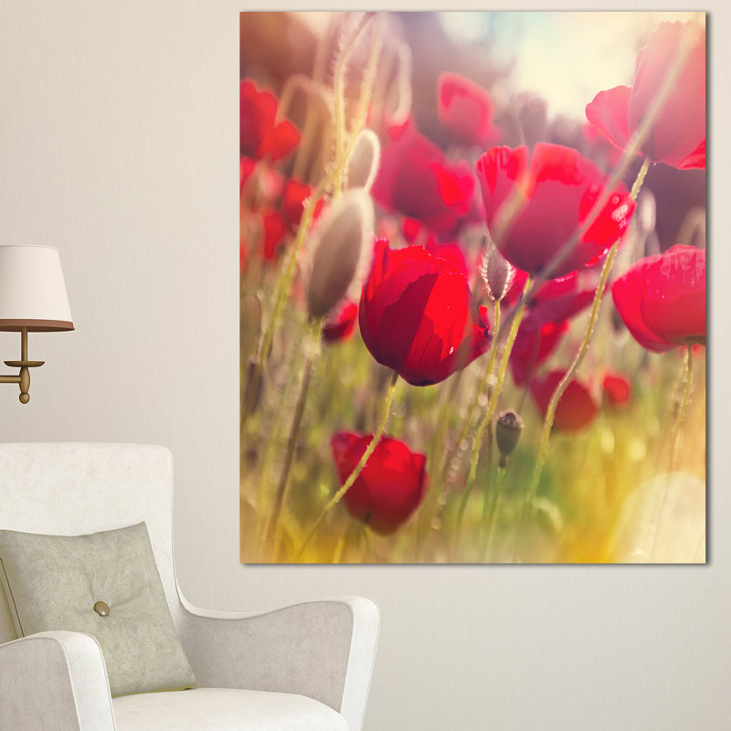 Impression sur toile tendue, "des fleurs de pâturage à la soleil", H 20 po x l 12 po x P 1po
