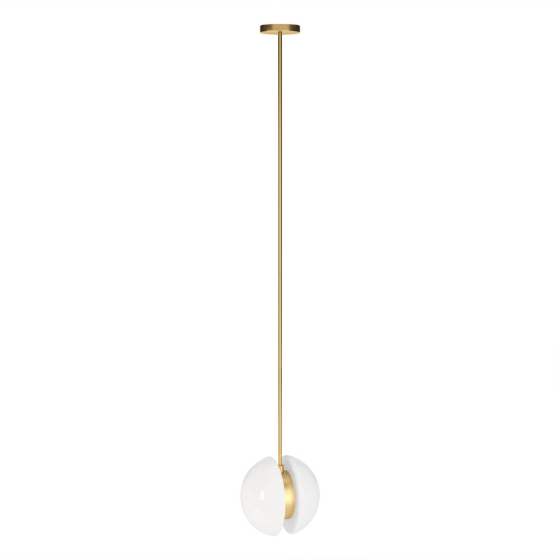 Rosenberger 10" Wide 2-Light Pendant with White Glass Shade, Brass