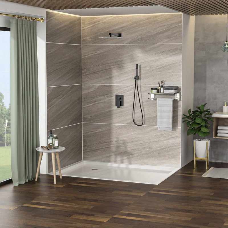12 Inch Dual Shower Head, Matte Black, Square Wall Mounted Kit Black With Showerhead