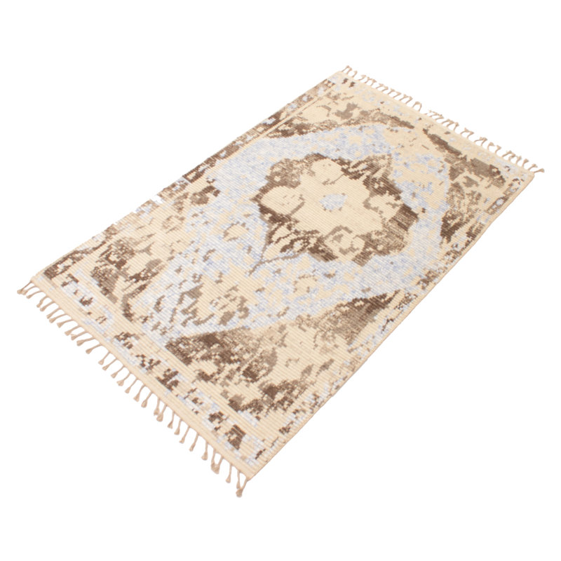 Tapis unique en laine noué à la main kaki de style nouvel âge 5 pi x 8 pi Ioannina