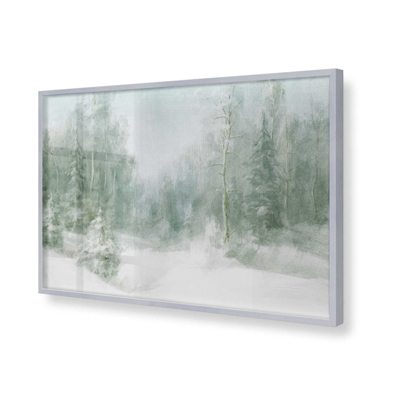 Imprimé paisible forêt givrée, Cadre en chrome poli, H 12,25 po x l 15,25 po