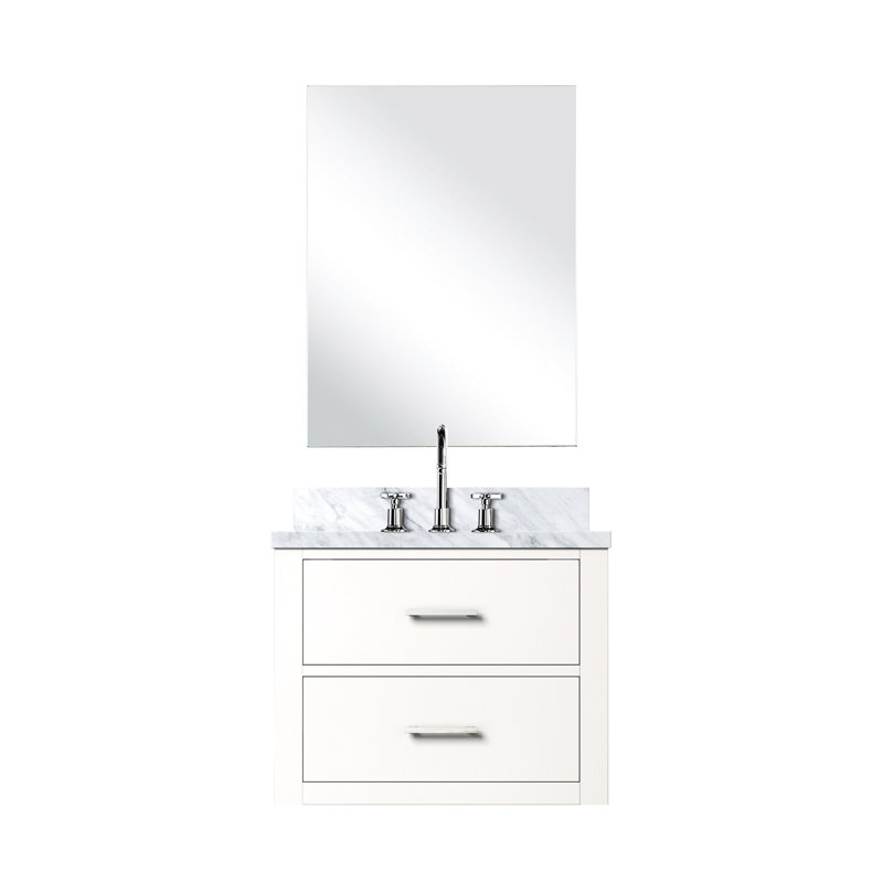Meuble-lavabo blanc avec comptoir en acrylique blanc, 24 po X P 18 po, ensemble de meuble-lavabo avec robinet et miroir, robinet inclus