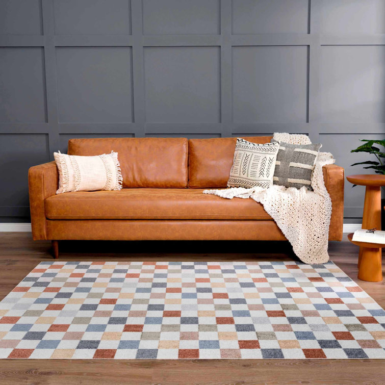 Brunetti Checkered Machine Woven Polyester Area Rug
