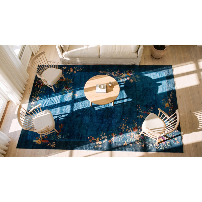 Antique Oversized Art Deco Chinese Floral Knotted Rug