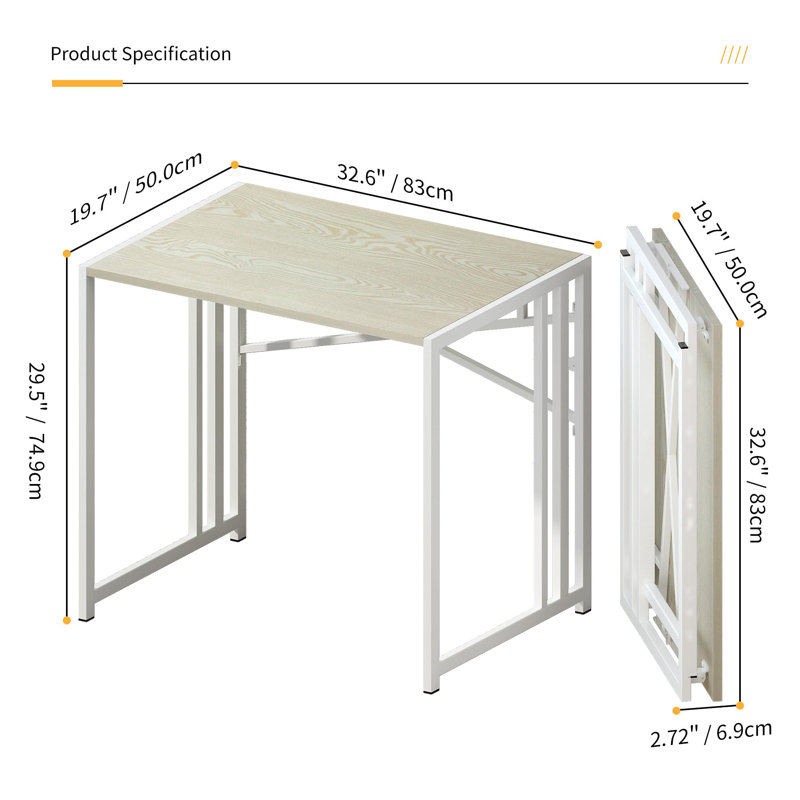 Metal Base Computer Desk, Natural/White