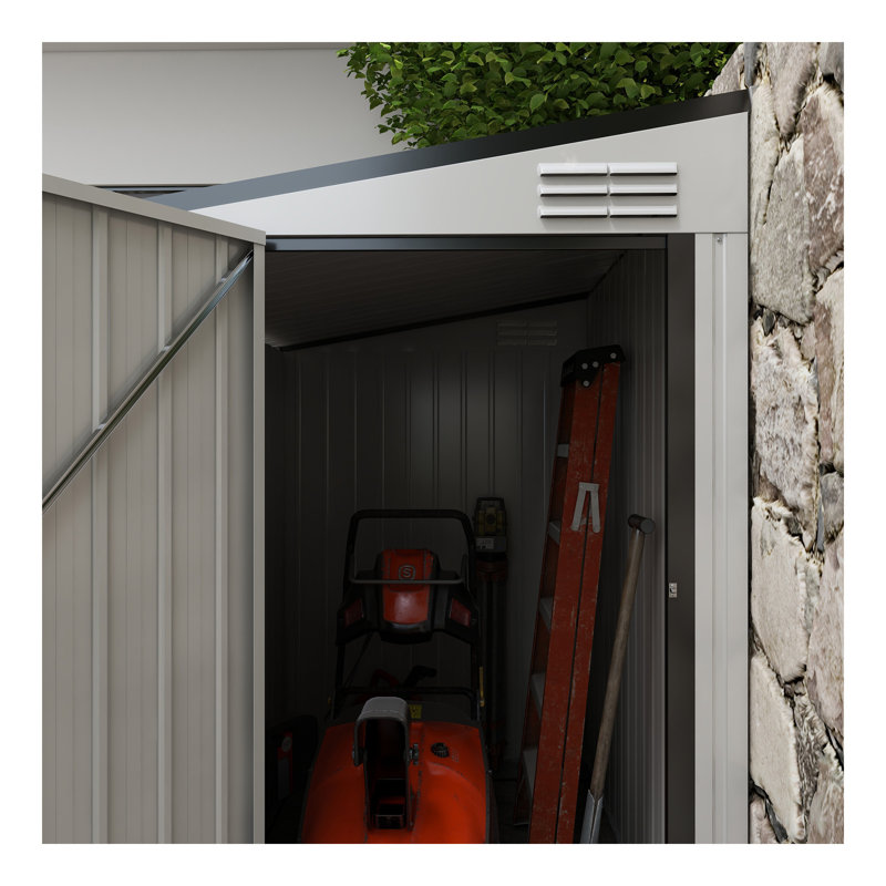 4' X 6' Metal Outdoor Storage Shed, Lean To Storage Shed, Garden Tool Storage House With Lockable Door And 2 Air Vents For Backyard, Patio, Lawn, White