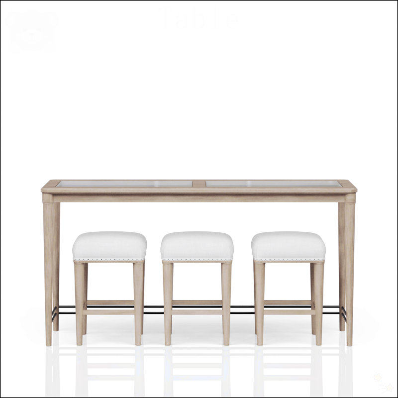 Frosted Glass Console Table With 3 Stools