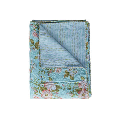KANTHA COTTON Quilted Throw Blanket