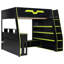 Wood Loft Bed With Desk, Multi-Storage Shelves And RGB Light, Table With Adjustable Placement-1234544400