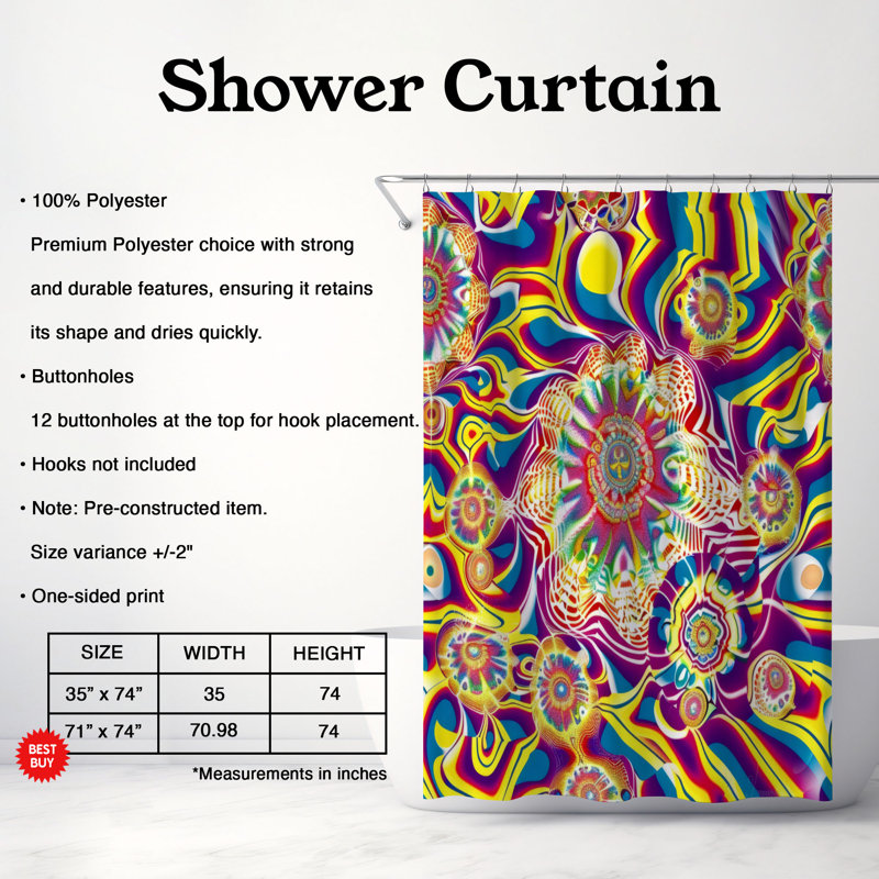 Réfractographe Elements - Rideau de douche Premium, H 74 po x l 71 po
