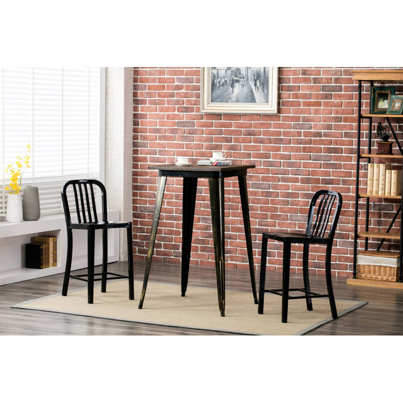 Hodnett 24.41" Patio Bar Stool, Black