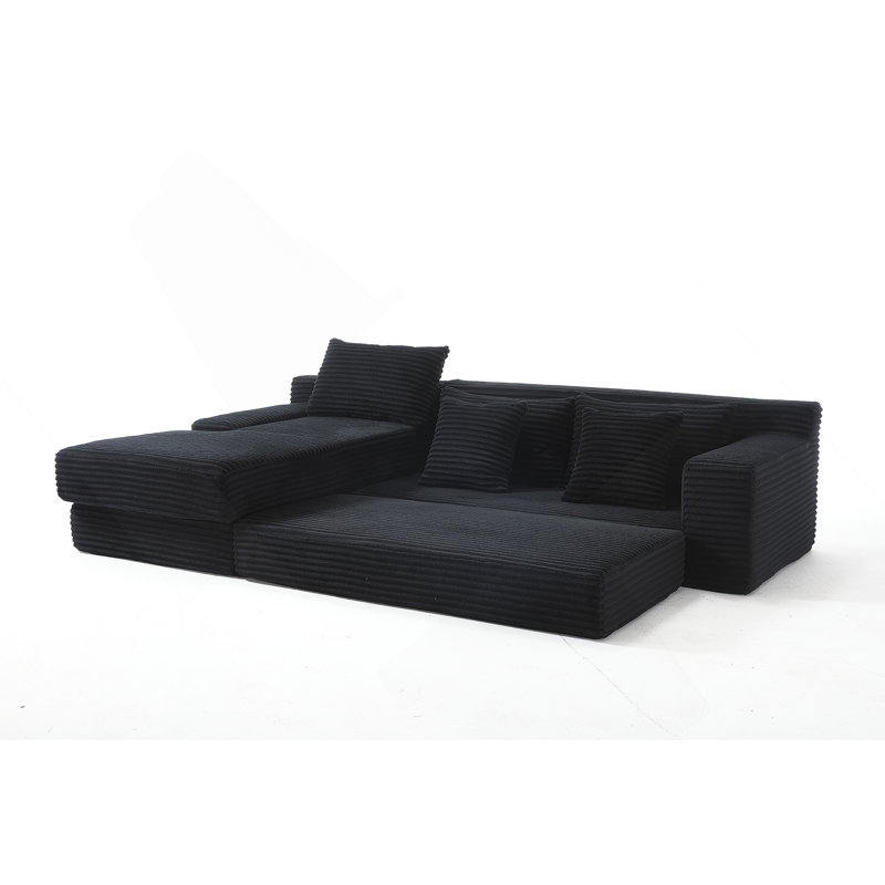 Canapé modulaire en L polyvalent avec des caractéristiques avancées pour le confort de la maison, Noir