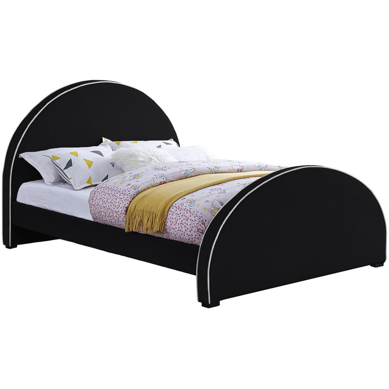 Lit en velours Hilbrand, Double, Velours noir