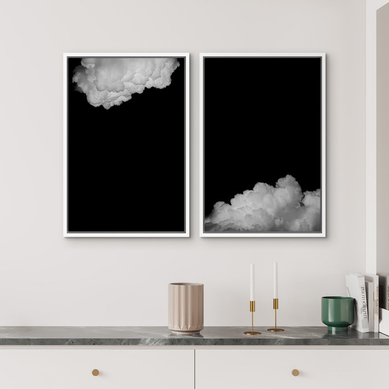 Black Clouds Vintage Illustrations Rustic Decor Living Room Decor BRC190, White, 36" H x 24" W