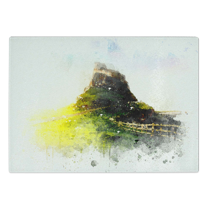 Glass Holy Island Lindisfarne in Abstract Chopping Board, 39 cm W x 28.5 cm L