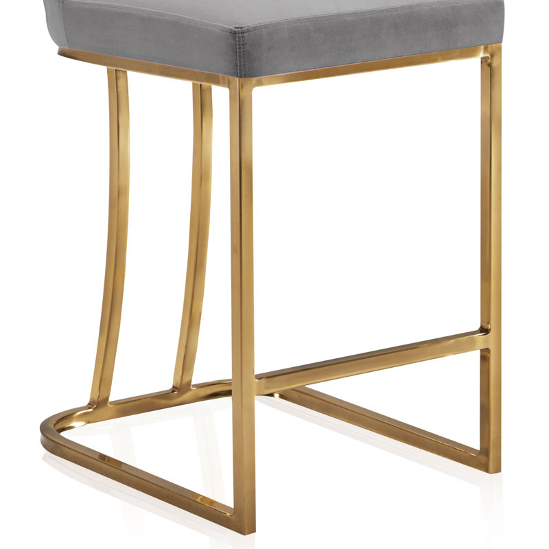16.14'' W Dining Chair Stool, Gray, Counter Stool (24.41" Seat Height)