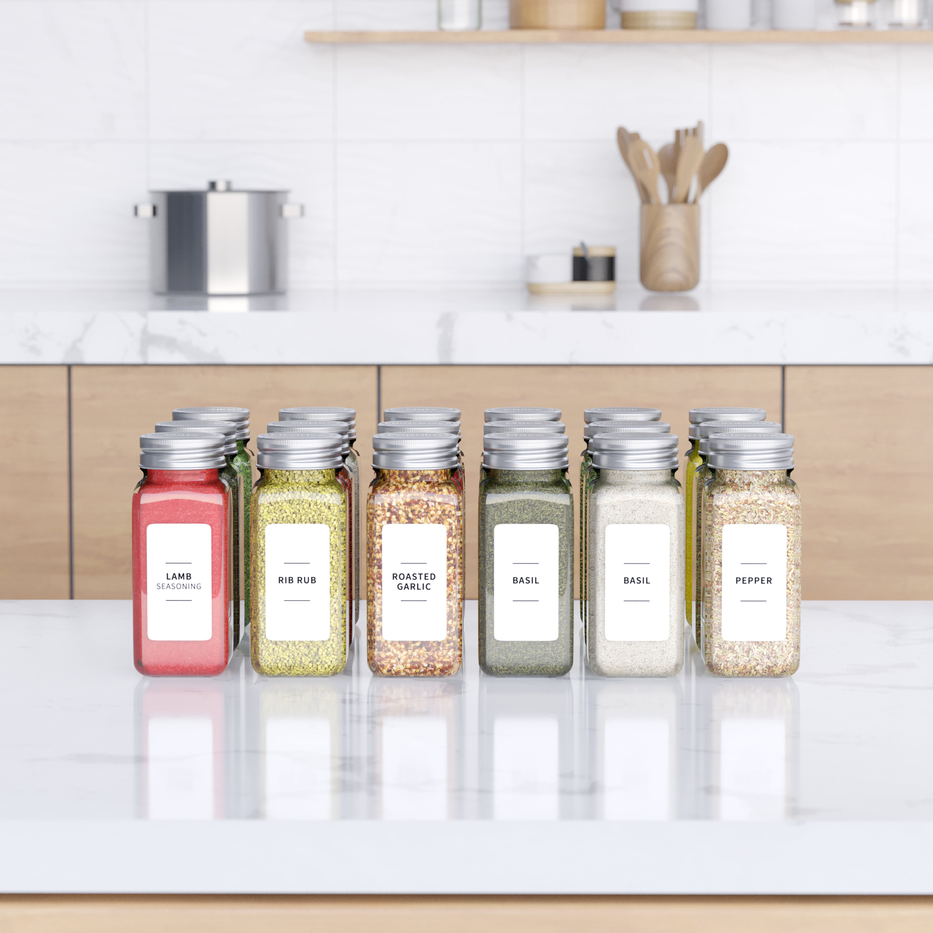 SpaceAid 24 Pcs 4oz Glass Spice Jars with Labels - Empty Spice Bottles ...