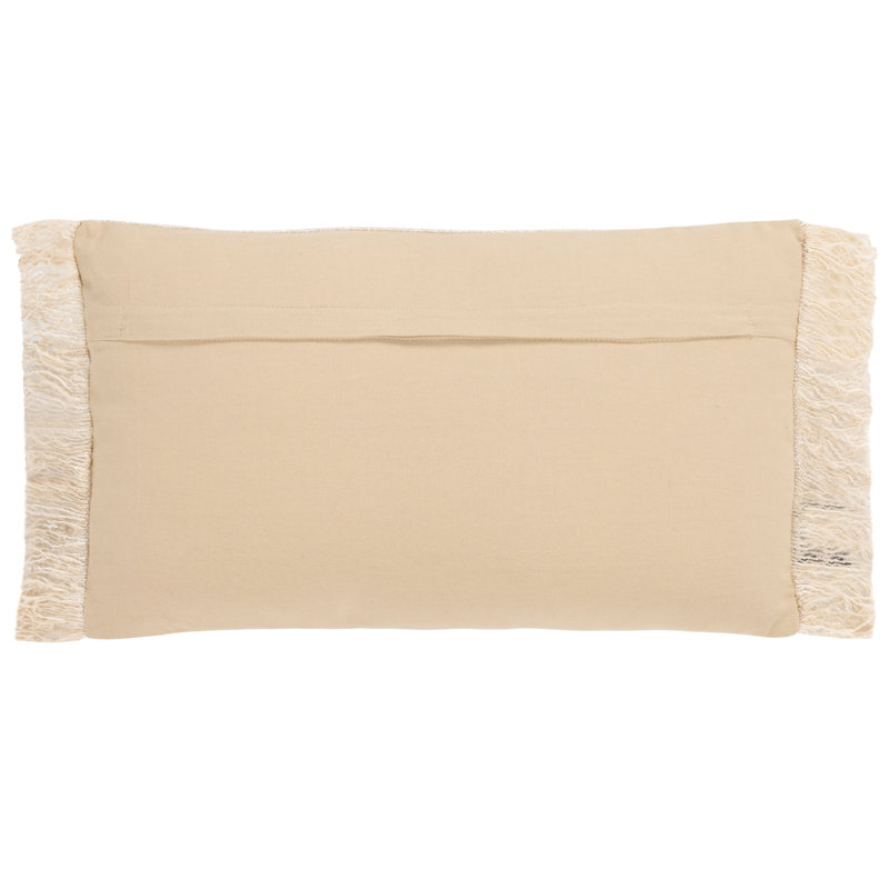 Cream Cotton 12" x 20" Decorative Lumbar Pillow