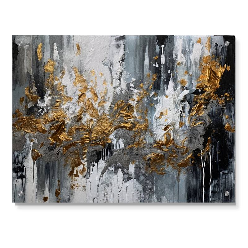 Noir et blanc délicat coups de pinceau I - art abstrait mural en marbre abstrait, H 24 po x l 32 po