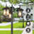 3-Head Outdoor Lamp Post Light with Outlet, Black Dusk to Dawn Street Light Pole for Garden