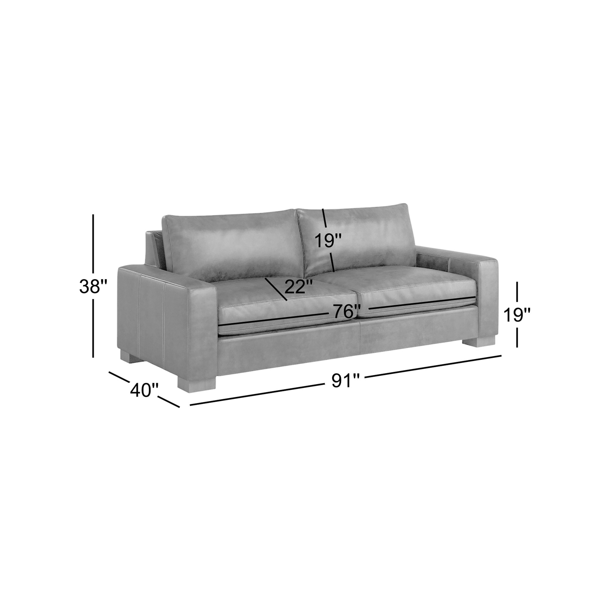 Jonie 91" Genuine Leather Sleeper Sofa , Cordoba Noir Top Grain Leather