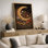 Croissant doré, lune, ciel nocturne, œuvres d'art, impression sur toile