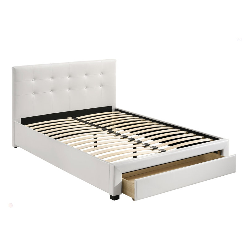 Mobilier de chambre à coucher avec rangement blanc sous le lit, Complet/Double