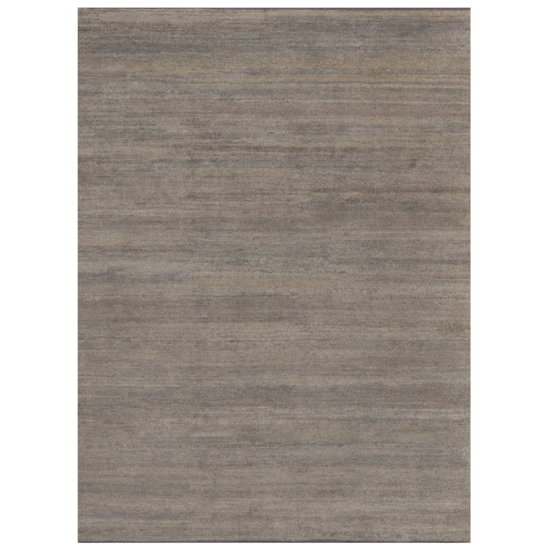 Silk Striped Area Rug in Gray/Beige/Brown/Charcoal Black