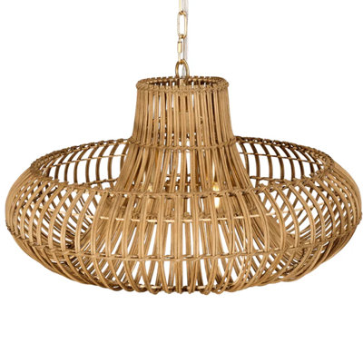Handwoven Bamboo Pendant Light - Boho Natural Rattan Chandelier for Living Room/Dining Room/Bedroom (20"/28")