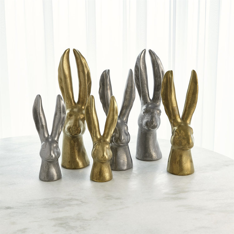 Rabbit Figurine, 16.25" H x 6.25" W x 6.25" D, Matte Gold