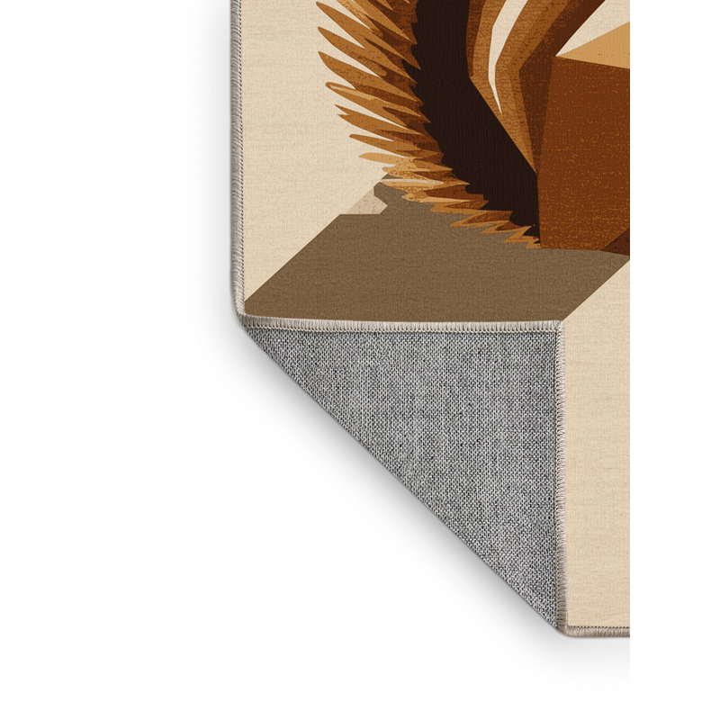 Machine Washable Ozain Chipmunk Modern Geometric Rug in Beige – Beige Binding, 8x12