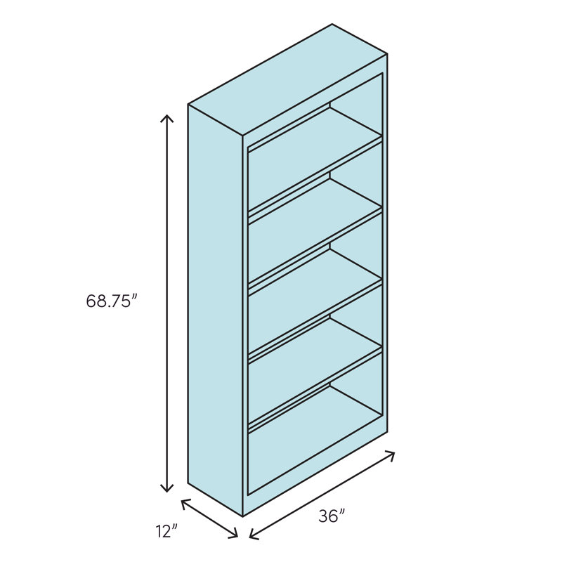 Mocha Adjustable 5-Shelf Laminate Bookcase with Fluted Trim