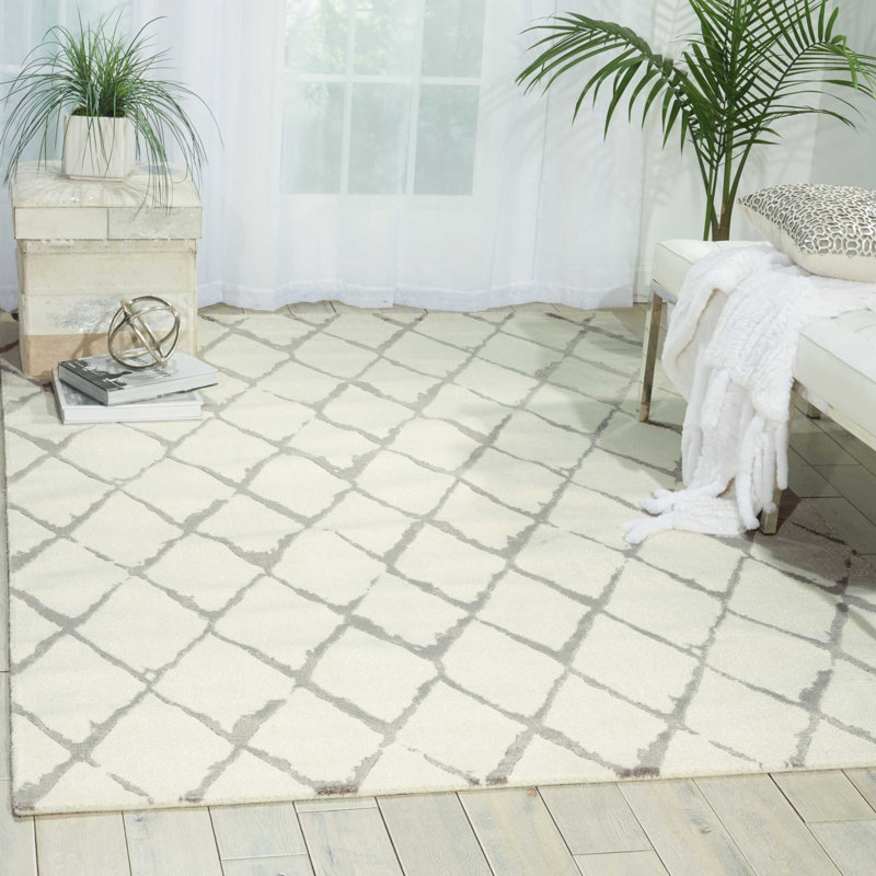Tapis blanc moderne Cannes, Rectangle 5 pi 6 po x 8 pi