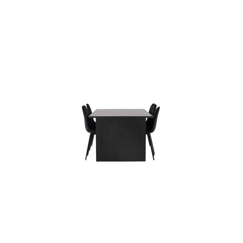 Tyrion 6 - Person Dining Set, Black, Black