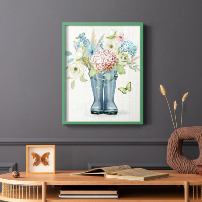 Reproduction encadrée de bottes de jardin - bois massif
