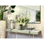 Delphinium, Hydrangea and Fern Floral Arrangement in Tall Glass Vase