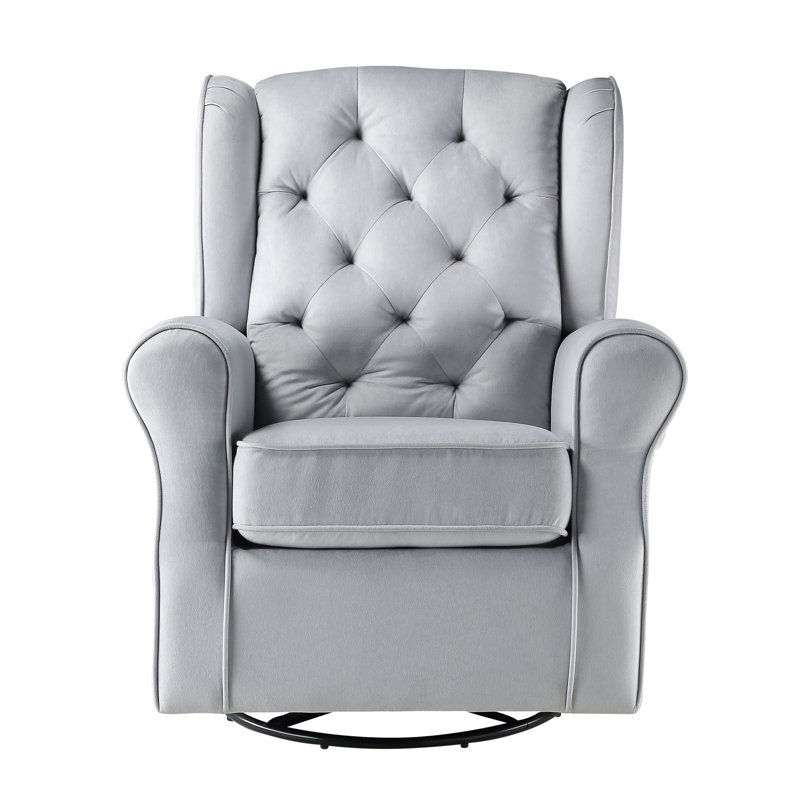 Chaise pivotante grise transitionnelle avec fauteuil coulissant - Dossier fonctionnel et attrayant de style contemporain
