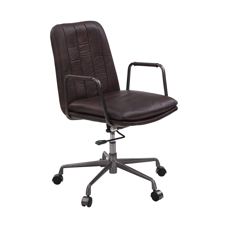 Mars Top Office Chair With Swivel, Genuine Leather Espresso