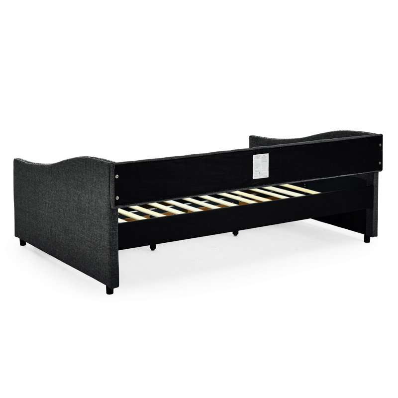 Indoor Daybed With Drawers, 27.48" H x 80.48" W x 55.48" D, Dark Gray