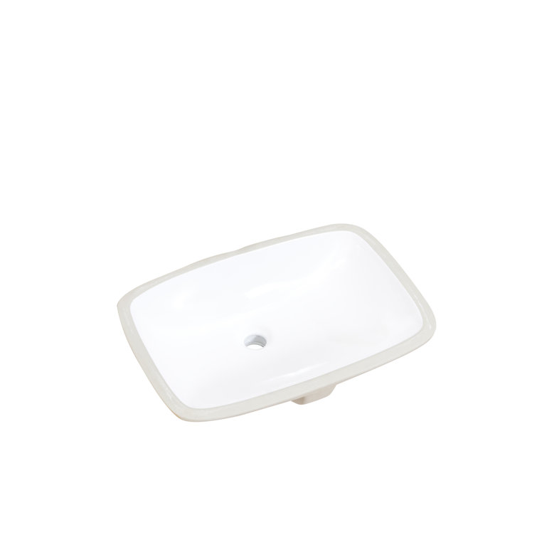 Altair 14.8'' White Ceramic Square Bathroom Sink with Overflow