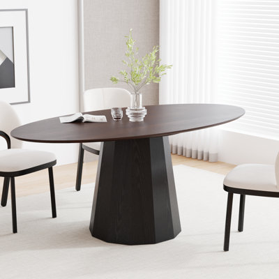 67 in. Pedestal Solid Wood Oval Dining Table Seats 
