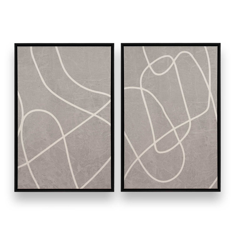 Voyage silencieux, ensemble de 2 impressions sur toile, Cadre noir satiné, H 12,75 po x l 8,75 po x P 1,75 po